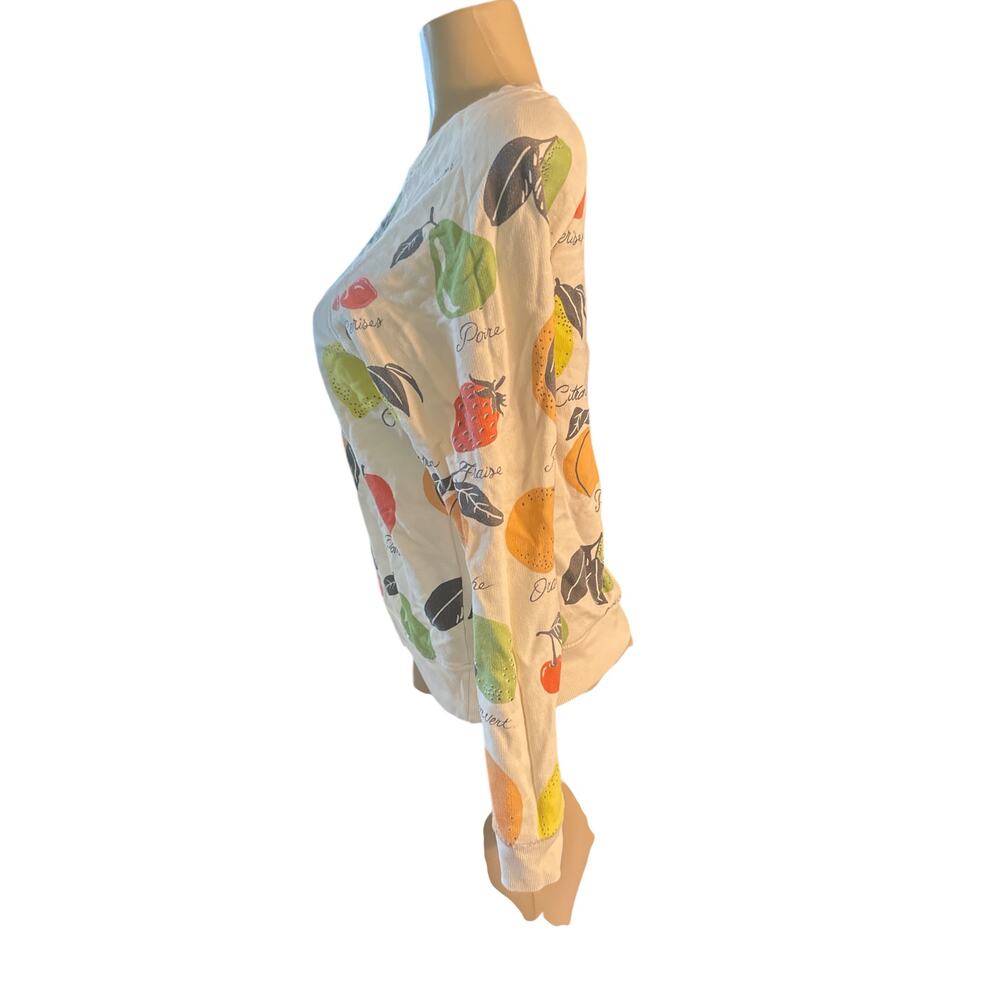 Women XS Anthropologie Back When Graphic Sweatshirt Fruit Medley Print Sweater - Picture 3 of 6
